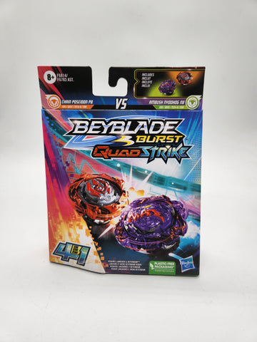Beyblade Burst QuadStrike Chain Poseidon P8 vs Ambush Nyddhog N8.