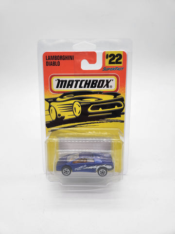 1997 Matchbox SuperFast #22 Lamborghini Diablo Blue Exotic Diecast Car MB232.