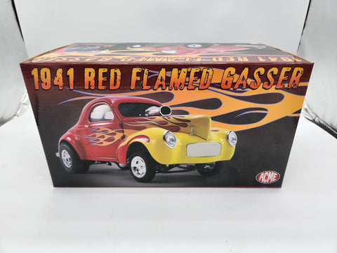 WILLYS 1941 GASSER WITH FLAMES 1/18 scale DIECAST CAR ACME A1800916.