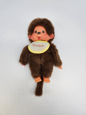 Monchhichi Thumb Sucking Plush Baby Doll Monkey 7" Sekiguchi Yellow Bib.