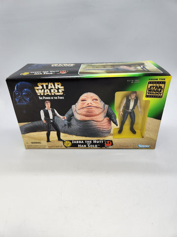 Star Wars Power Of The Force Jabba The Hutt and Han Solo 1997.