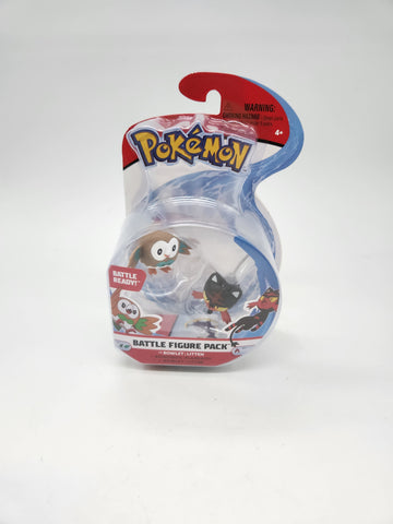 Pokemon 2 Inch Battle Action Figure 2-Pack, includes 2" Rowlet and 2" Litten.