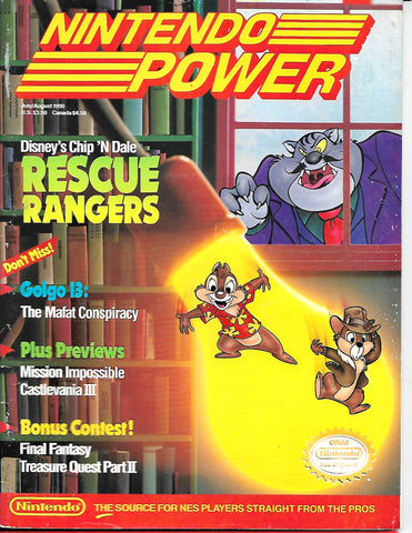 Nintendo Power Rescue Rangers July/August 1990 W/ Poster.