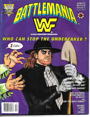 Battlemania No. 4 Comic Dec. 1991 WWF WWE Undertaker Jake The Snake Roberts with poster.