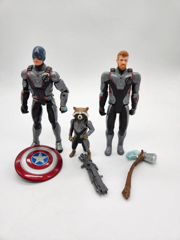 Marvel Legends Avengers Endgame Quantum Suit 3 Figure Lot Thor Racoon Captain America.
