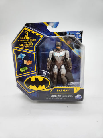 2021 DC Silver Rare Batman 4" Action Figure w 3  Accessories Spin Master.