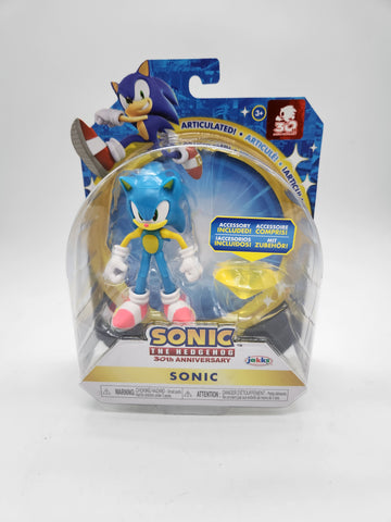 Sonic The Hedgehog 30th Anniversary 4" SONIC Figure with Yellow Chaos Emerald.