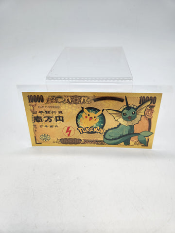 Pokemon 24K Plated Gold Foil Note Bill Yen Money Novelty.