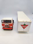 Vintage Pressed Steel Taiyo Canadian Tire Toy Truck 18.5” Transport and Trailer.