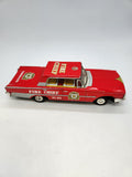 Vtg Tin Litho FRICTION toy Taiyo Japan FIRE CHIEF COMMAND 1960 Ford Sedan car.
