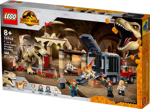 LEGO Jurassic World T. rex & Atrociraptor Dinosaur Breakout 76948.