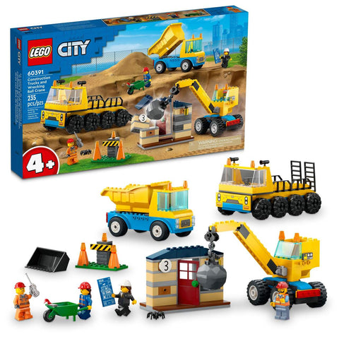 LEGO® City Construction Trucks and Wrecking Ball Crane 60391.