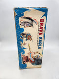Vintage Battery Operated Brave Eagle Indian Chief Beating Drum Tin Toy with Box.