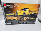 Mattel Brick Shop Hot Wheels 90 Acura NSX Yellow Building Toy 877 Pieces.