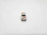Small Micro Machine Chevy Blazer Silver with Yellow & Red Trim Chome.