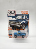 Auto World Medium Blue 1981 Chevy Silverado Stepside 1:64 Diecast.