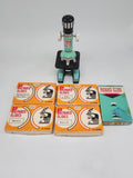Vintage Tasco Deluxe Zoom Microscope Kit. 50x-750x Reg No.GE 750Z.Teal Rare!