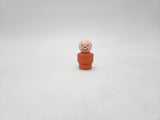 Vintage Fisher Price Little People Boy Orange Base Painted Red Hair Wood body 1970s.