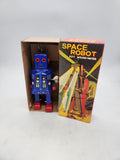 Space Robot Tin Toy key wound Blue.