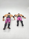 Vintage 1980s WWF LJN Hart Foundation Action Figures - Bret Hart & Jim Neidhart.