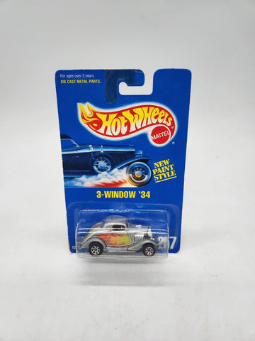 1994 Hot Wheels Metalflake Grey 3-Window 34 Blue Card #257 A110.