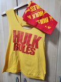 Vintage 1983 Hulk Hogan Rules Tank Top Medium WWF Yellow Authentic with Bandana.