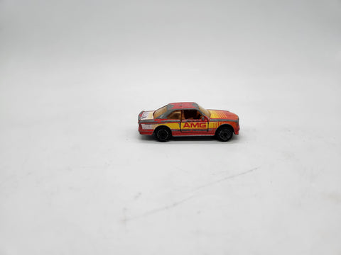 Matchbox Mercedes-Benz 500 SEC AMG, Doors Open, Red & Yellow 1984 1/64 Vtg.