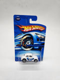 NOC Carded VW Bug #197 Hot Wheels Die Cast Car 2006 White with 5 Spoke rims.