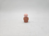 Vintage Fisher Price Little People Boy Orange Base Painted Red Hair Wood body 1970s.