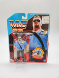 Vintage WWF Hasbro Big Boss Man Series 1 Blue Card 1990 plus Magazine.