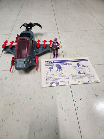 Hasbro G.I. Joe Cobra Sea Ray 1987 Vintage complete with pilot Sea Slug & blueprints.