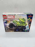 LEGO 76312 Marvel The Hulk Truck vs. Thanos Monster Truck.