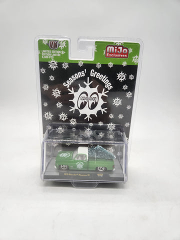 M2 Machines MiJo Exclusive 1973 Chevrolet Cheyenne 10 Mooneyes Seasons Greetings.