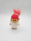 Vintage RUSS Christmas Angel Wings Troll Doll Red Hair Toy  White Gold Halo.
