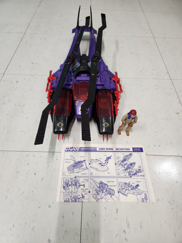 1987 GI JOE Cobra Mamba Helicopter COMPLETE w/ Gyro Viper Pilot & Blueprints.