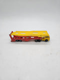 Vintage Majorette Mercedes Semi Tractor Trailer Car Hauler Truck Red & Yellow.