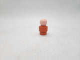Vintage Fisher Price Little People Boy Orange Base Painted Red Hair Wood body 1970s.