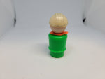 Vintage Fisher-Price Little People Toy Person Construction Guy Silver Hat Green, plastic body.