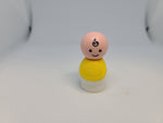 Fisher Price Vintage Little People Baby with yellow bib.