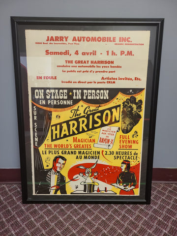 The Great Harrison Magician Framed Poster 34 x 25 inch.