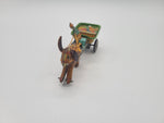 VINTAGE ALPS FRICTION TOY TIN CART DONKEY W/ FRUIT CART MADE IN JAPAN 1964