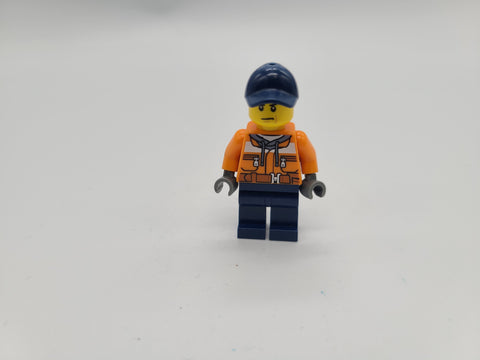 LEGO City Mini Figure - Construction Worker with Dark Blue Cap.