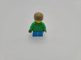 Lego hol128 Boy with Coins Minifigure. Parka with zipper, short blue legs, 60201.