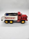 VINTAGE JAPANESE TIN FRICTION "SERVICE" TOW TRUCK.